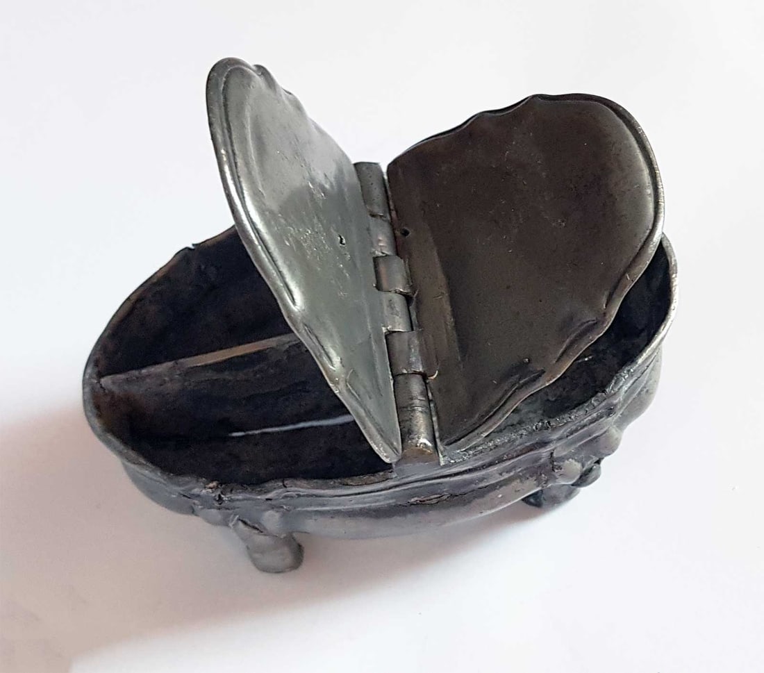 GERMAN PEWTER BESAMIM BOX, JUDAICA, 1750x.: LifeTime Warranty! Price Reduced — Limited-Time Offer! ANTIQUE GERMAN PEWTER BESAMIM BOX, JUDAICA, 1750x Antique German Pewter Besamim Box, circa 1750s, designed in the pattern of a box with a doubl