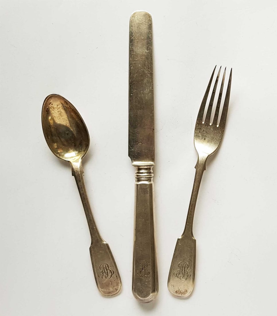 FABERGE - RUSSIAN SILVER FLATWARE SET, 1896 (1 of 19)
