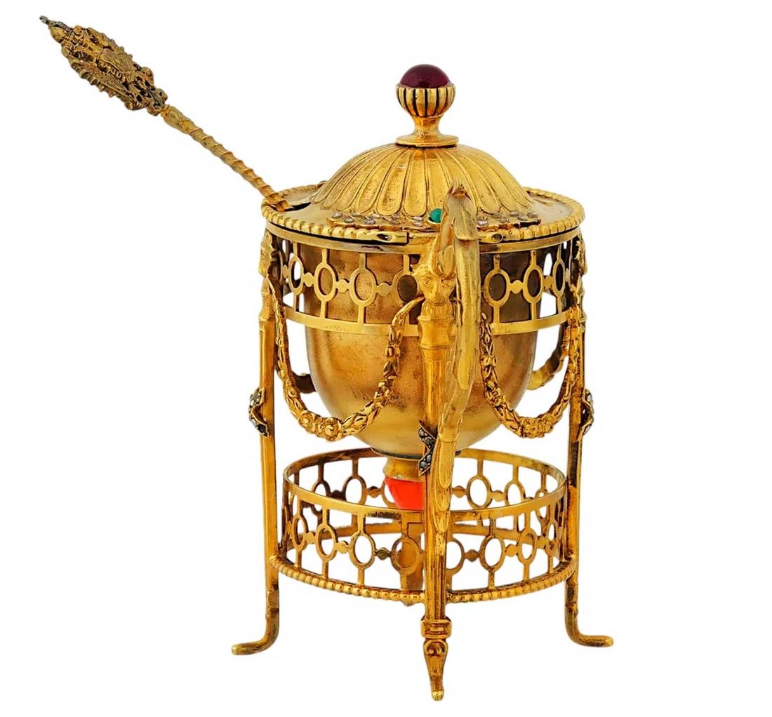 RUSSIAN SILVER MUSTARD JAR w. ROSE DIAMONDS: Price Reduced — Limited-Time Offer! Pay in Installments—up to SIX months! RUSSIAN SILVER MUSTARD JAR with ROSE DIAMONDS For your consideration is an antique Russian silver footed and covered musta