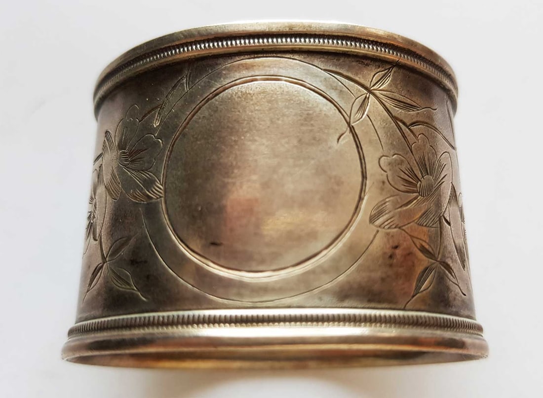 RUSSIAN SILVER NAPKIN RING, MARKED - 2