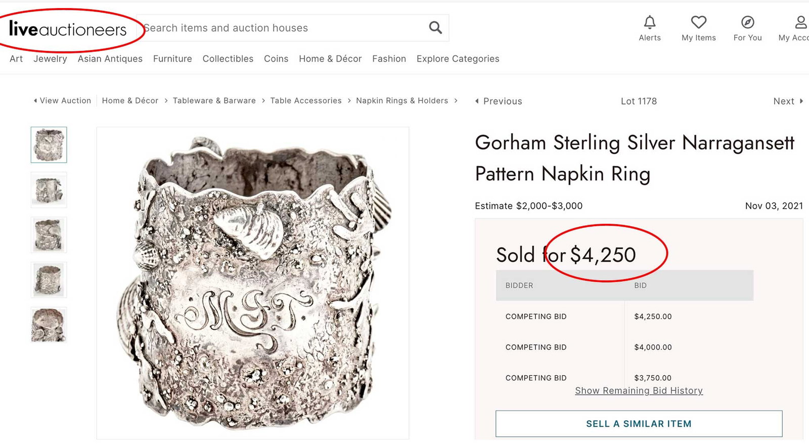 RUSSIAN SILVER NAPKIN RING, MARKED - 10