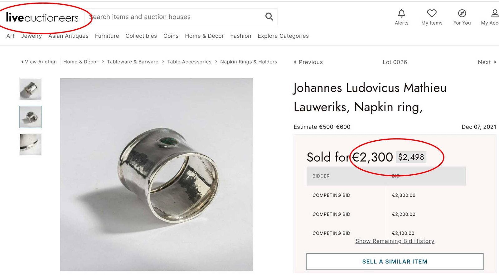RUSSIAN SILVER NAPKIN RING, MARKED - 8