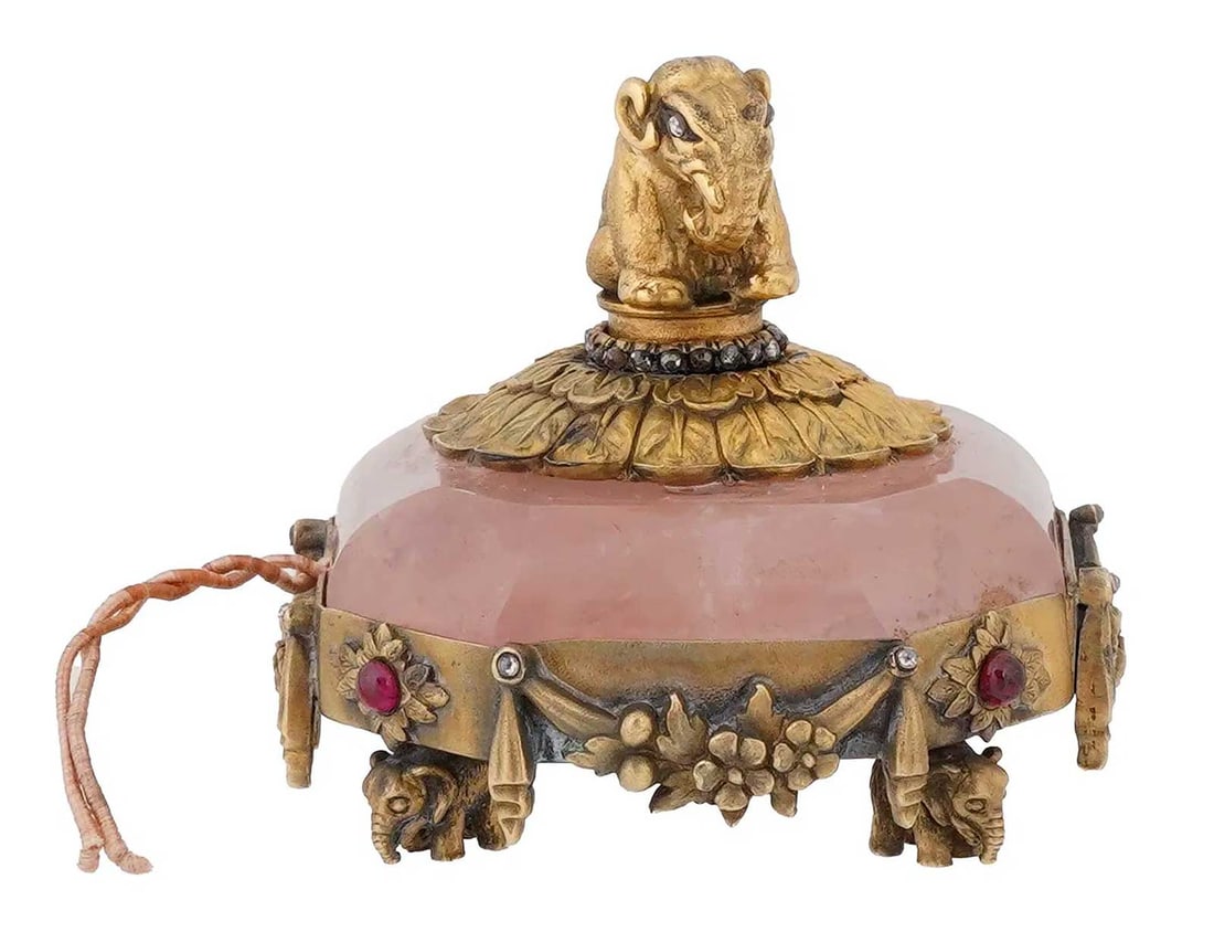 RUSSIAN SILVER QUARTZ BELL PUSH w. DIAMONDS - 3