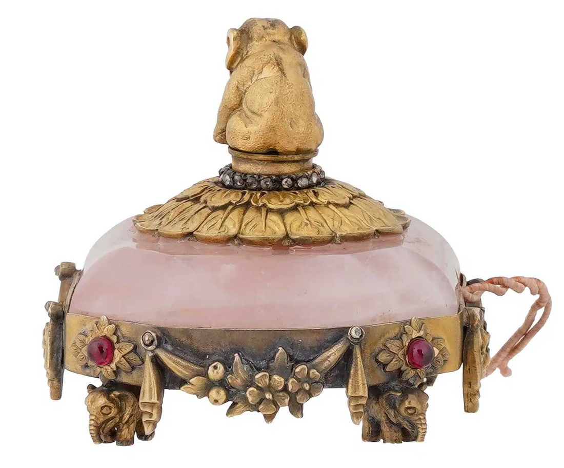 RUSSIAN SILVER QUARTZ BELL PUSH w. DIAMONDS - 5