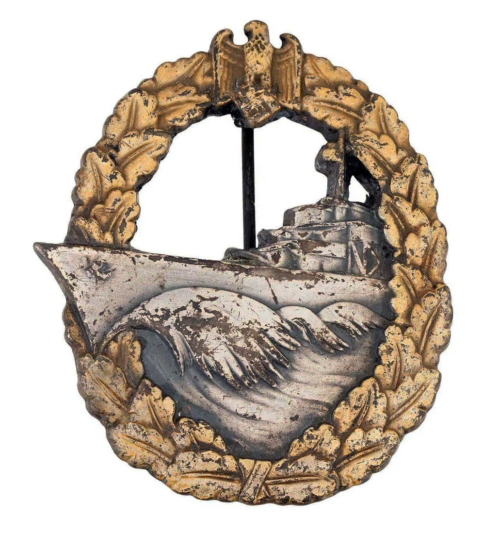 GERMAN WWII KRIEGSMARINE DESTROYER WAR BADGE: Price Reduced — Limited-Time Offer! Pay in Installments—up to SIX months! GERMAN WWII NAVY KRIEGSMARINE DESTROYER WAR BADGE, TOMBAC The badge was produced between 1942 and 1945. It is a WWII Germa