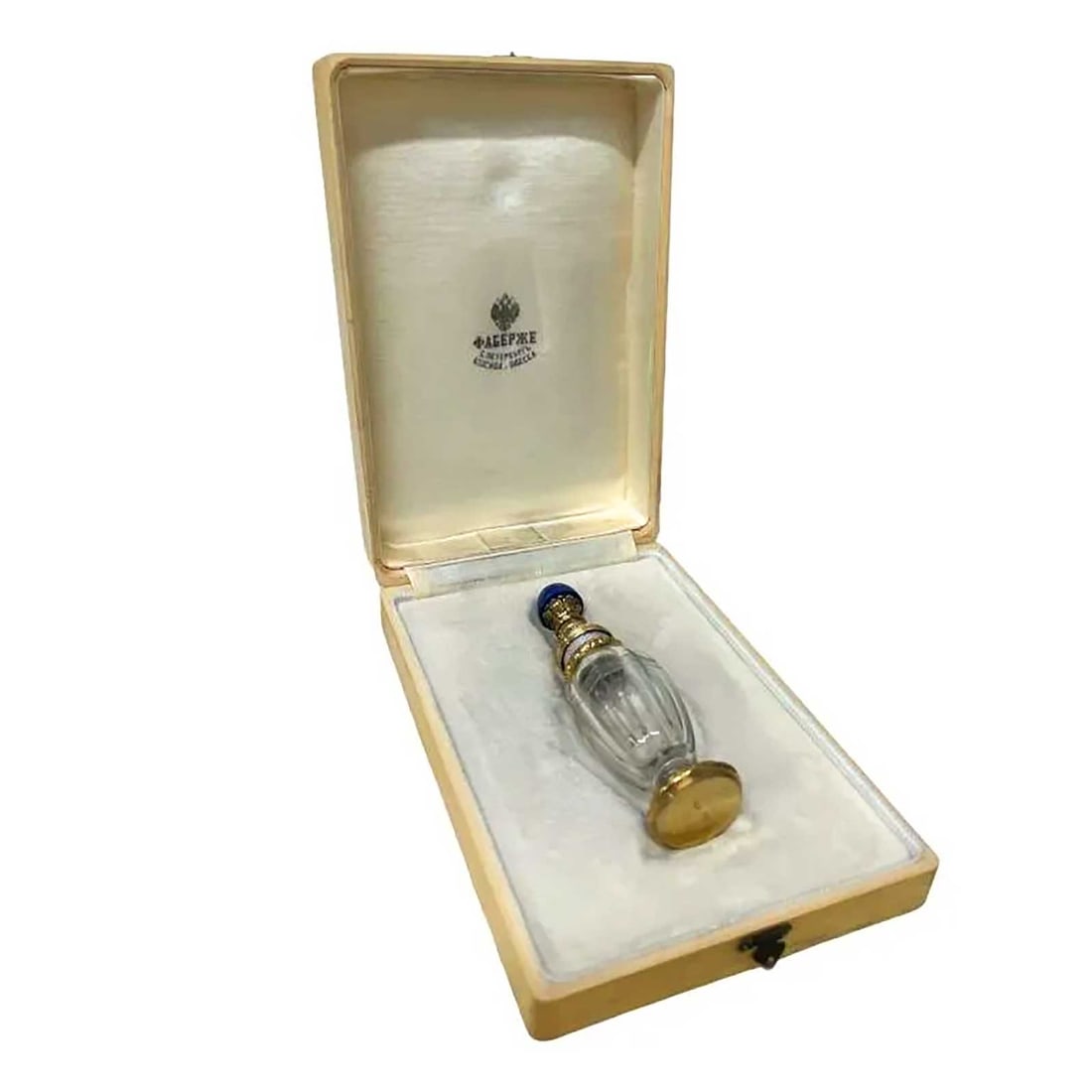 RUSSIAN IMPERIAL SILVER, DIAMOND, ENAMEL & ROCK CRYSTAL PERFUME BOTTLE (1 of 11)