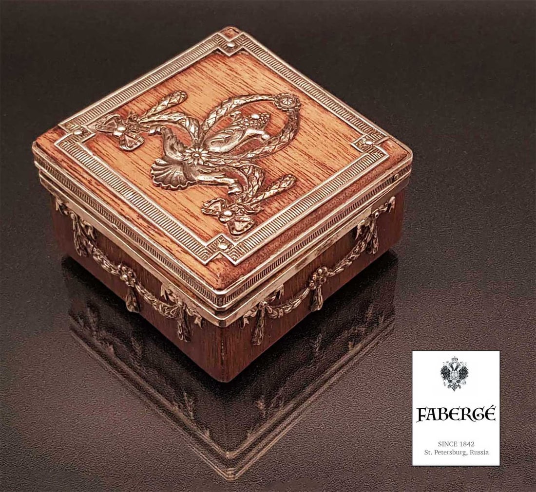 FABERGE - SILVER MOUNTED ROSEWOOD JEWELRY BOX IMPERIAL RUSSIAN ANTIQUE (1 of 18)