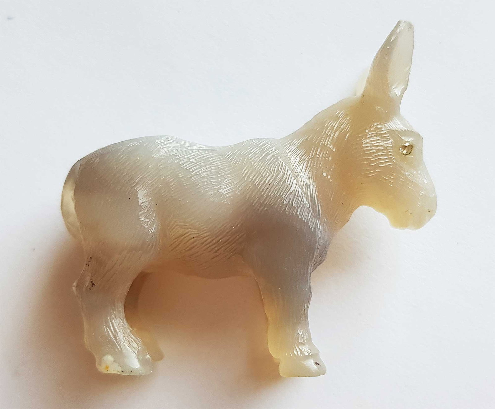 FABERGE - WHITE CHALCEDONY MULE FIGURINE WITH GENUINE MINE-CUT DIAMOND EYES: No Reserve! Limited-Time Price Reduction! FABERGE - WHITE CHALCEDONY MULE FIGURINE WITH GENUINE MINE-CUT DIAMOND EYES IN ORIGINAL CASKET An exceptionally rare Faberge white chalcedony mule figurine, e
