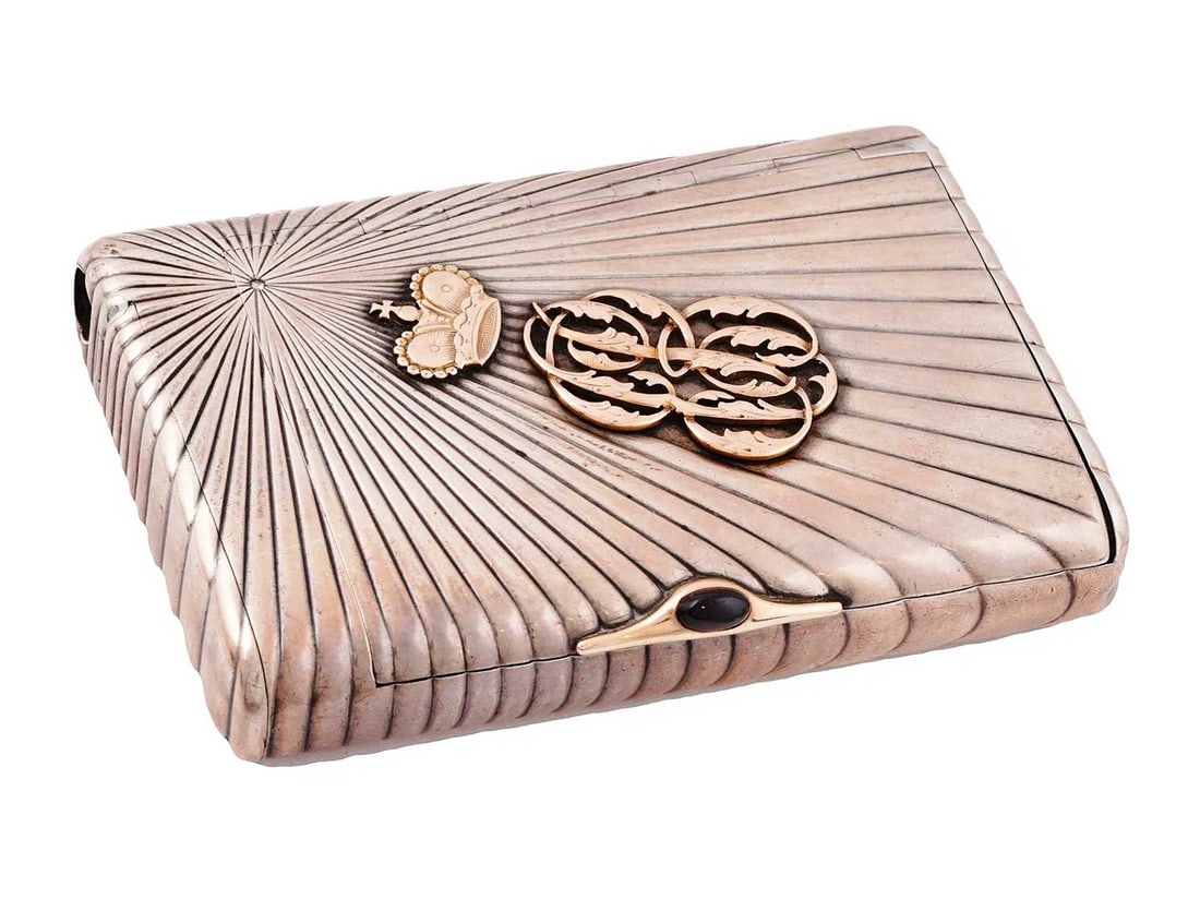 RUSSIAN IMPERIAL GOLD & SILVER CIGARETTE CASE WITH IMPERIAL CROWN MONOGRAM (1 of 12)