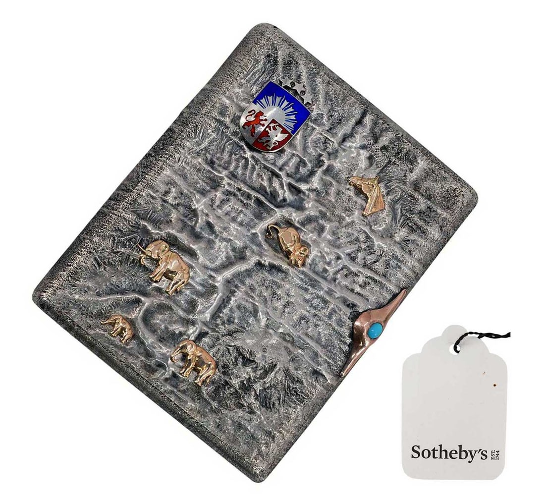 RUSSIAN IMPERIAL GOLD AND SILVER SAMORODOK CIGARETTE CASE FROM SOTHEBY'S WITH ENAMEL AND TURQUOISE: No Reserve! Limited-Time Price Reduction! RUSSIAN IMPERIAL GOLD AND SILVER SAMORODOK CIGARETTE CASE FROM SOTHEBY'S WITH ENAMEL AND TURQUOISE Presented is a beautiful antique Russian silver cigarette c