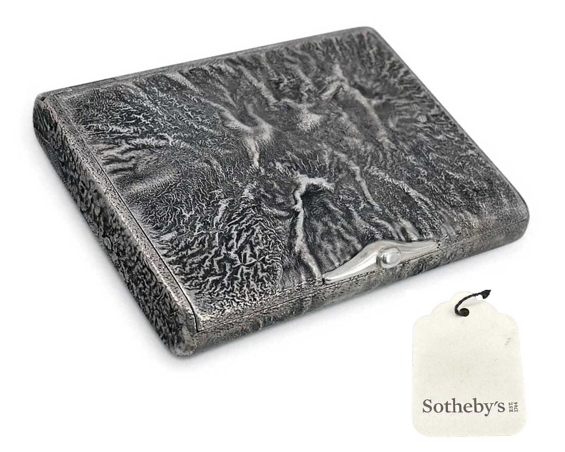 RUSSIAN IMPERIAL SILVER SAMORODOK CIGARETTE CASE FROM SOTHEBY'S WITH RETICULATED FINISH (1 of 14)
