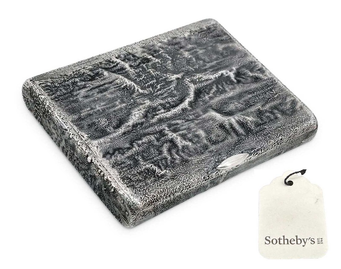RUSSIAN IMPERIAL SILVER SAMORODOK CIGARETTE CASE FROM SOTHEBY'S WITH GILT INTERIOR (1 of 13)