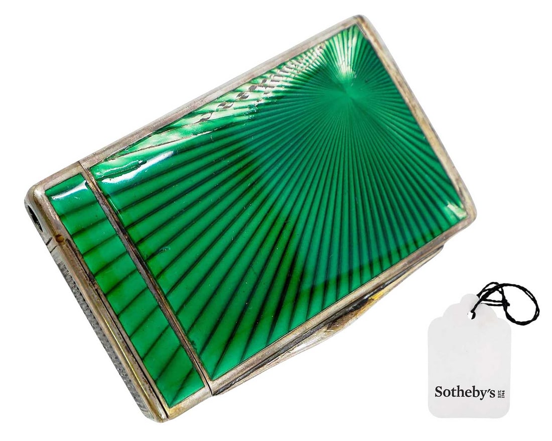 ELEGANT ANTIQUE GERMAN SILVER ENAMELED CIGARETTE CASE FROM SOTHEBY'S CIRCA 1896 WITH MATCH SAFE (1 of 15)