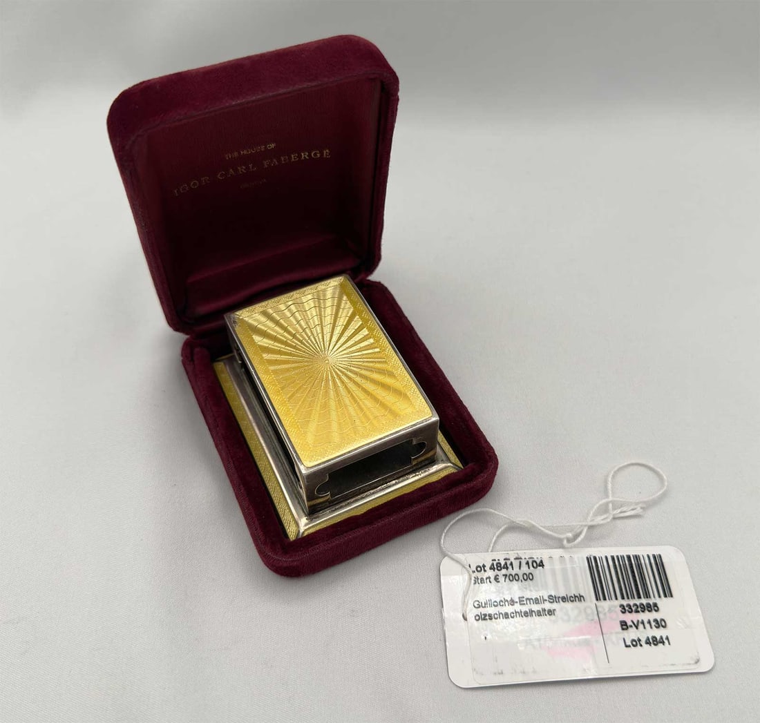SILVER GUILLOCHE ENAMEL MATCHBOX HOLDER VESTA CASE WITH ORIGINAL CASE (1 of 17)