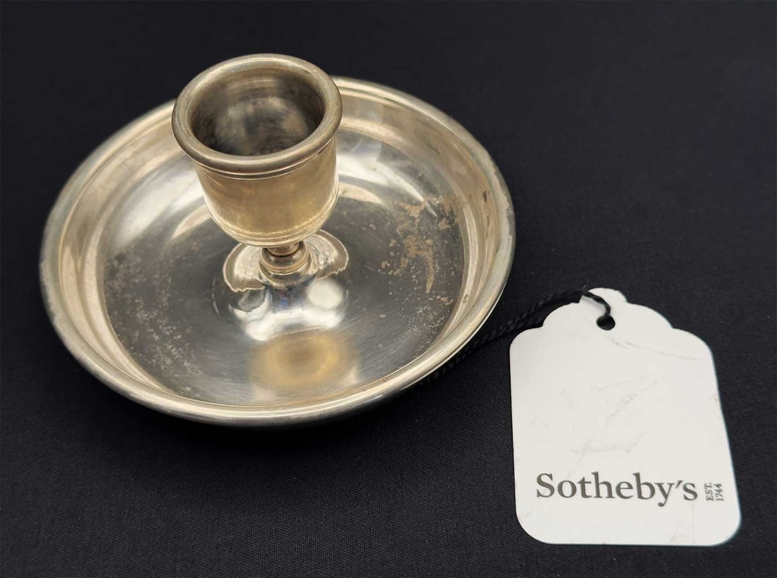 FABERGE - RUSSIAN GILT SILVER CANDLE HOLDER FROM SOTHEBY'S WITH ROUND FORM DESIGN (1 of 15)