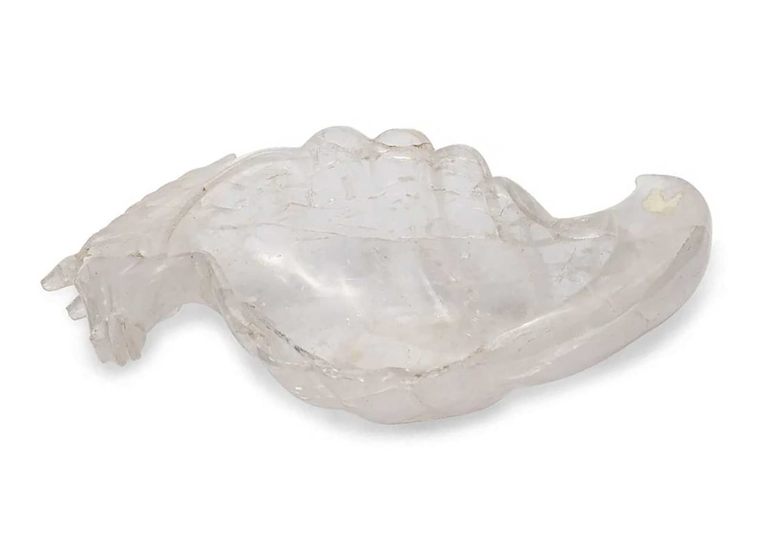 LARGE RUSSIAN CARVED ROCK CRYSTAL SEAHORSE-FORM CENTER BOWL CENTERPIECE (1 of 10)