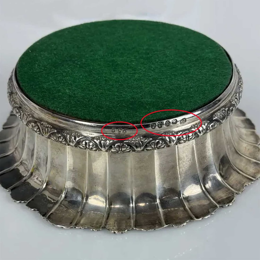 PAUL STORR - RARE ENGLISH SILVER-MOUNTED WINE COASTER 1816 WITH COCKEREL CREST (1 of 10)
