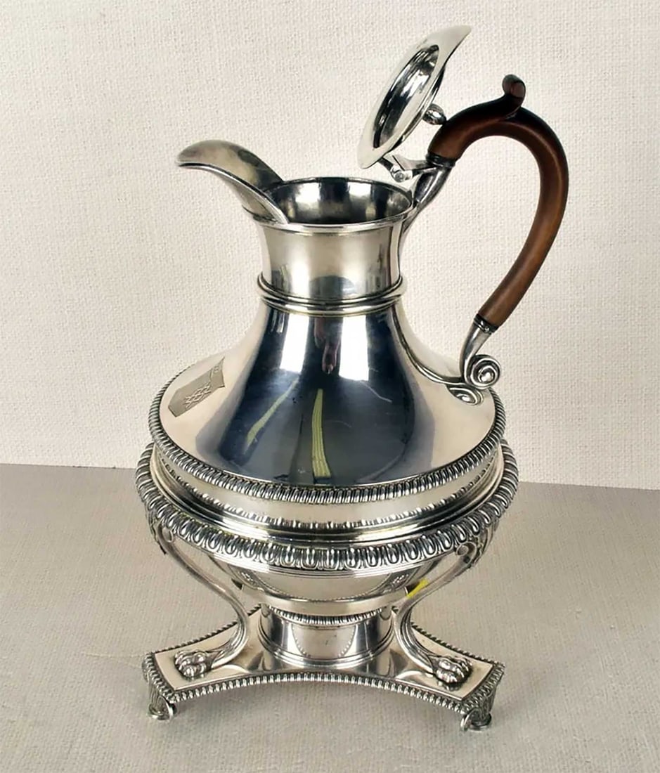 PAUL STORR - LARGE GEORGE III ENGLISH SILVER WATER KETTLE WITH BURNER 1807 (1 of 10)