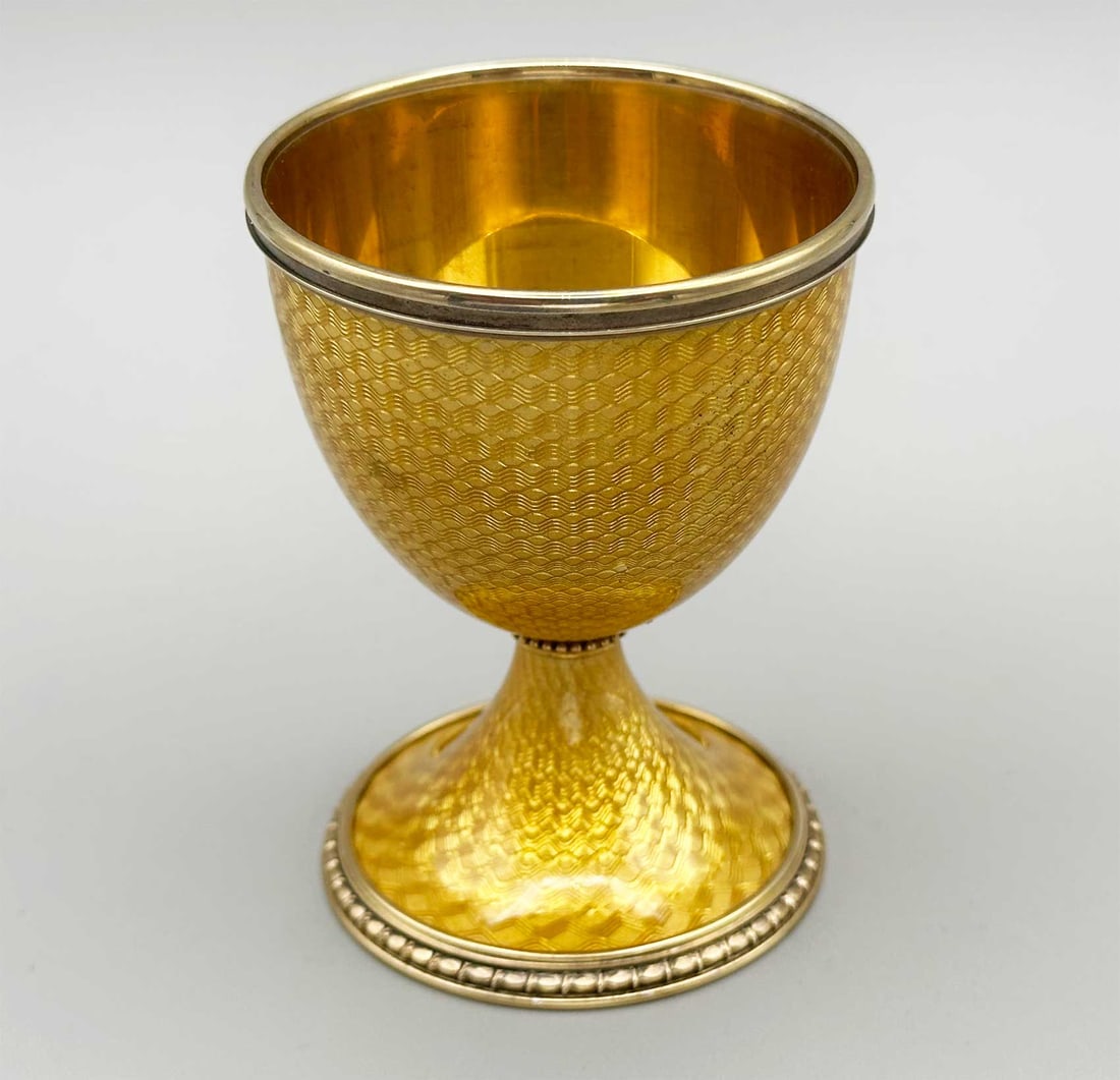 RARE RUSSIAN IMPERIAL SILVER WINE CUP WITH GOLD GUILLOCHE ENAMEL (1 of 12)