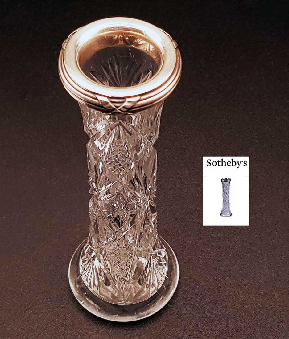 FABERGE - RUSSIAN IMPERIAL CUT CRYSTAL SILVER-MOUNTED VASE WITH BACCARAT MARK FROM SOTHEBY'S (1 of 20)