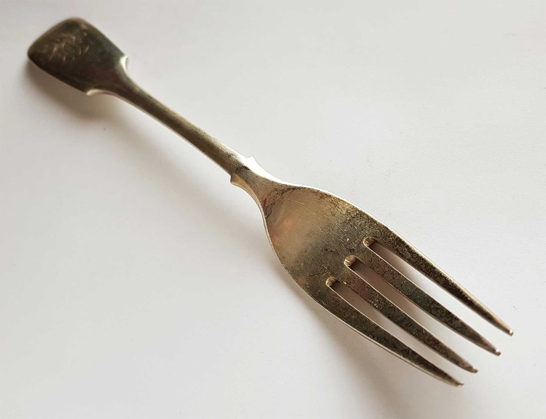 FABERGE - RUSSIAN IMPERIAL SILVER LUNCHEON FORK, ANTONIE VOLKOFF PROVENANCE (1 of 12)