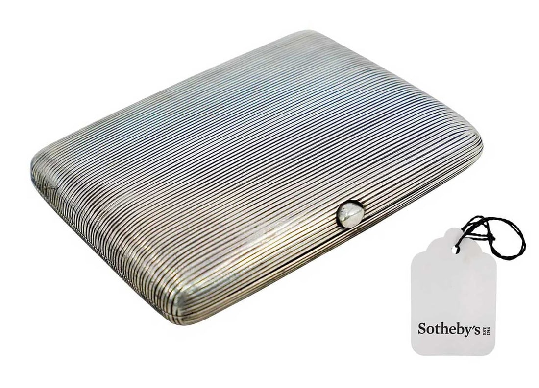 ANTIQUE IMPERIAL RUSSIAN SILVER CIGARETTE CASE FROM SOTHEBY'S, ENGRAVED (1 of 10)