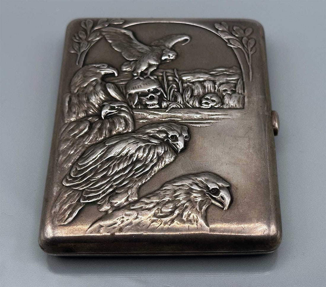 EXTREMELY RARE RUSSIAN IMPERIAL SILVER CIGARETTE CASE BOX WITH DOUBLE-HEADED EAGLES, 1870X (1 of 18)