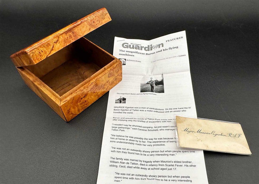ANTIQUE IMPERIAL RUSSIAN KARELIAN BIRCHWOOD CIGAR BOX WITH DOCUMENTS, TRANS-SIBERIAN RAILWAY (1 of 15)