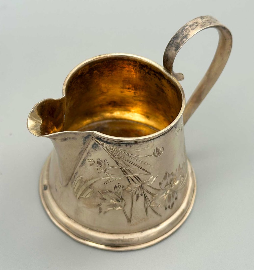 ANTIQUE RUSSIAN IMPERIAL SILVER CREAMER, 1880S - TSARIST ERA SILVER (1 of 15)