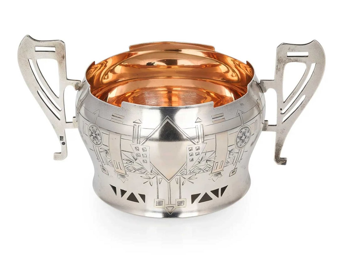 ANTIQUE RUSSIAN IMPERIAL SILVER SUGAR BOWL BY 2ND ARTEL, MOSCOW 1908-1917 (1 of 7)