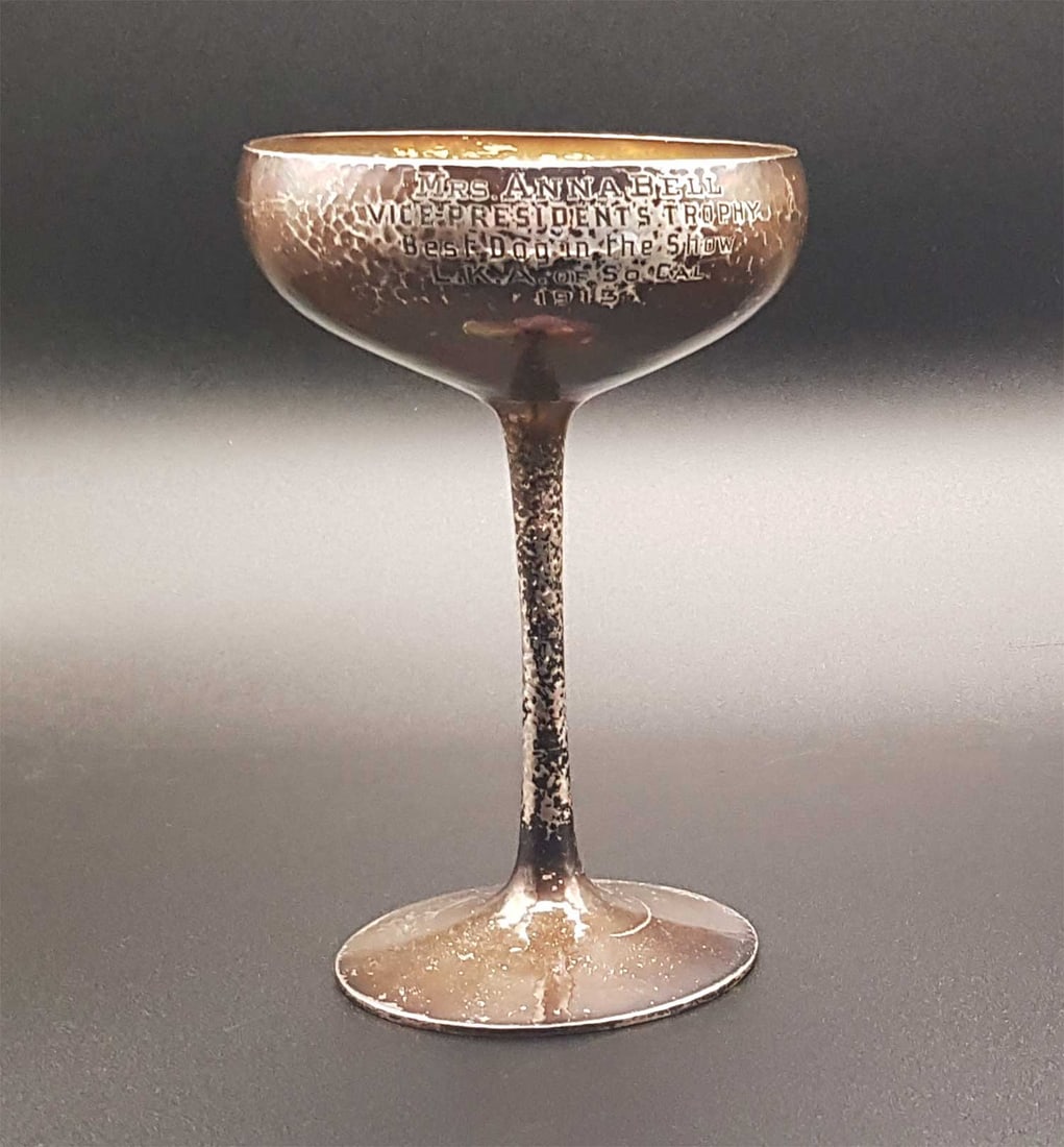RARE SHREVE & CO. AMERICAN STERLING SILVER GOBLET CUP, GILT, 1913 TROPHY (1 of 19)