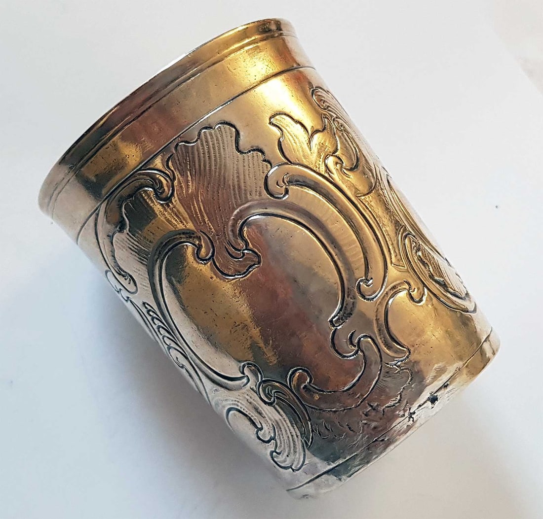 EXTREMELY RARE ANTIQUE RUSSIAN SILVER JEWISH KIDDUSH BEAKER, 1765 - CHASED SILVER JUDAICA (1 of 12)