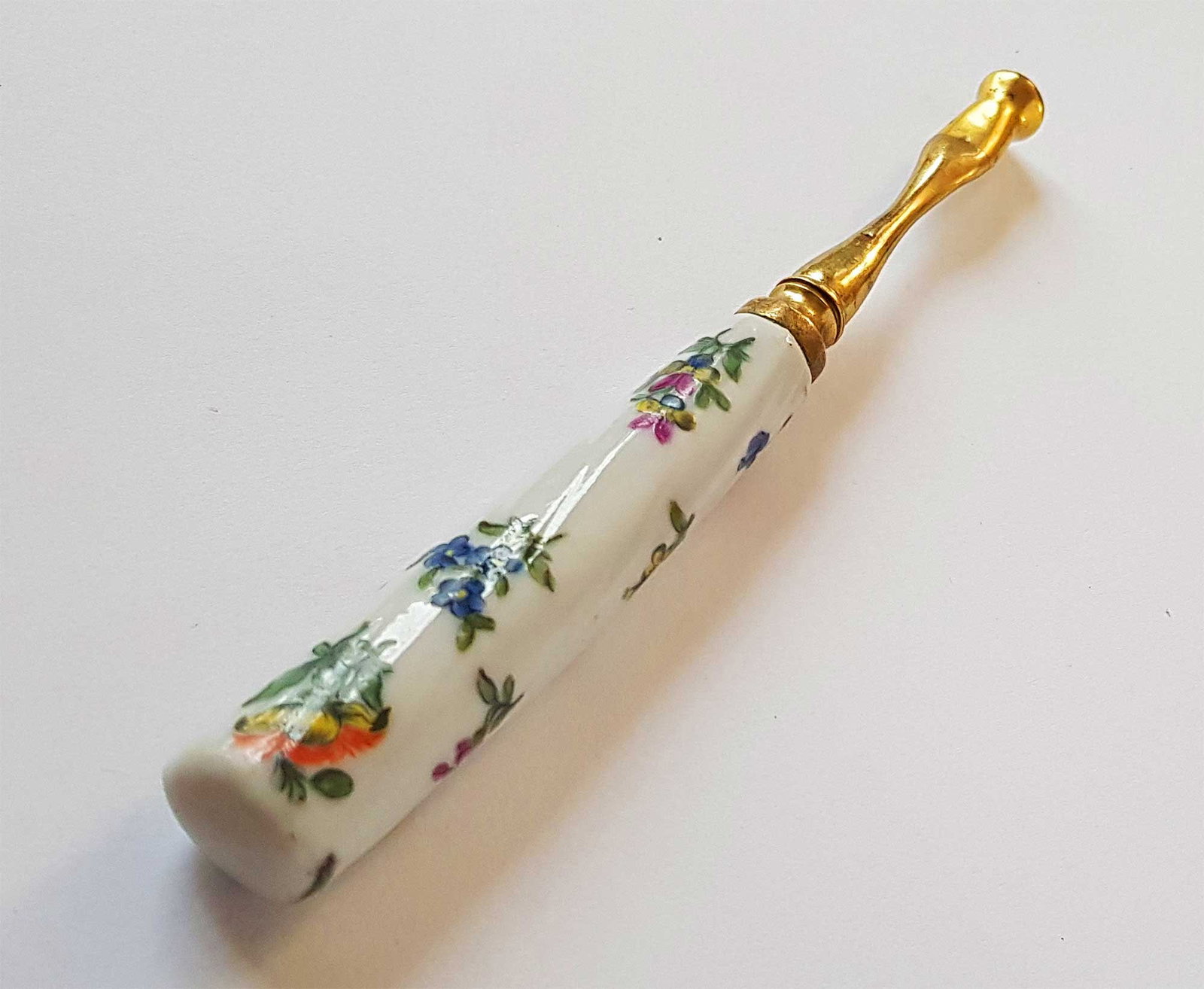 EXTREMELY RARE RUSSIAN IMPERIAL SILVER GILT & PORCELAIN HANDLE FOR FORK OR SPOON OF EMPRESS (1 of 14)