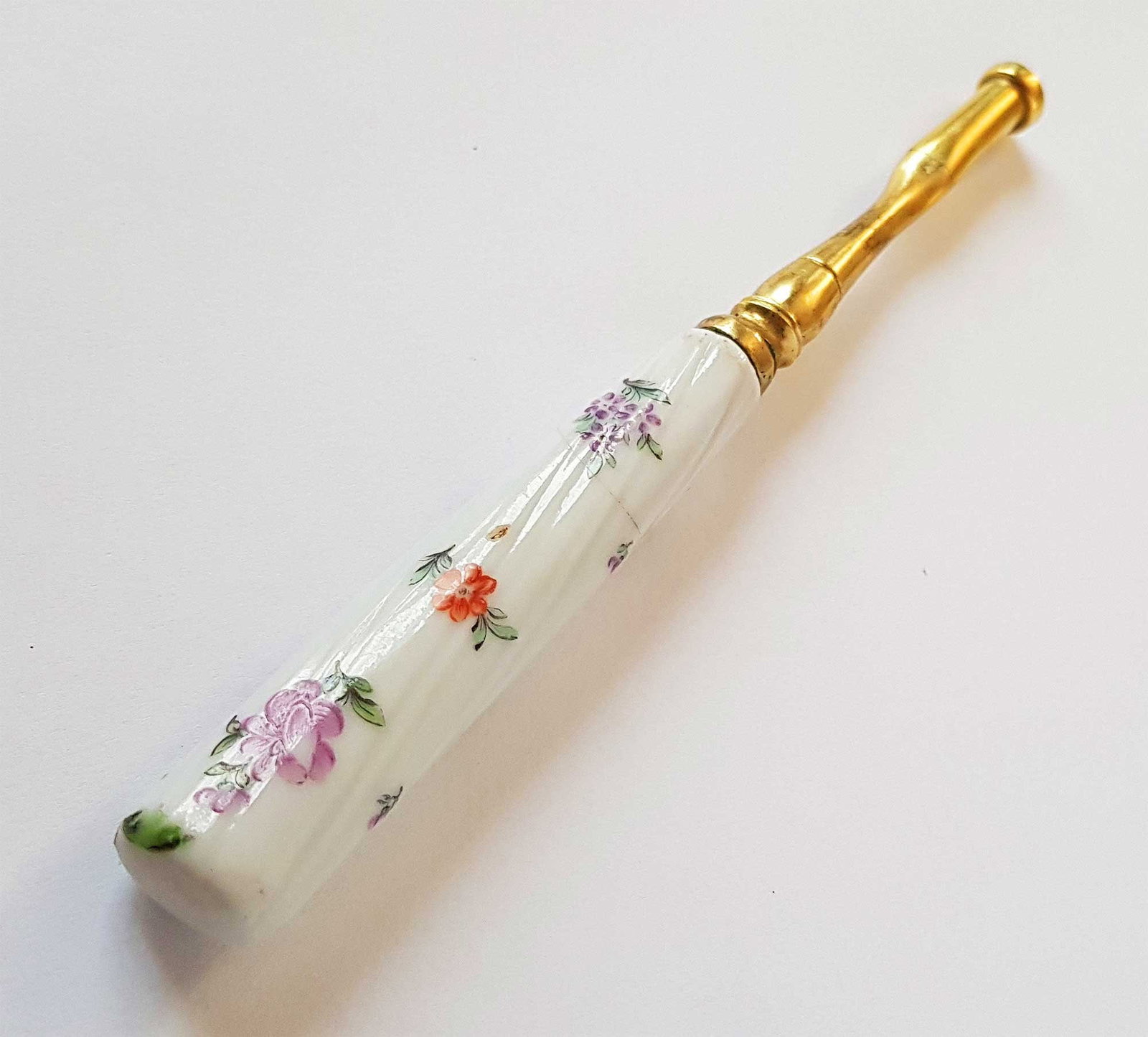 EXTREMELY RARE RUSSIAN IMPERIAL SILVER GILT & PORCELAIN HANDLE FOR FORK OR SPOON OF EMPRESS (1 of 14)