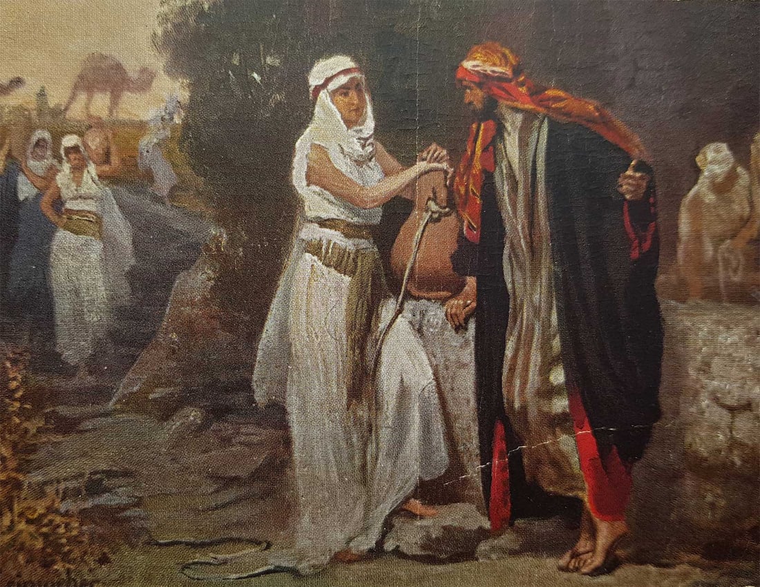RARE PRE-WWII GERMAN POSTCARD WITH BIBLICAL OLD TESTAMENT SCENE BY JEWISH ARTIST (1 of 6)