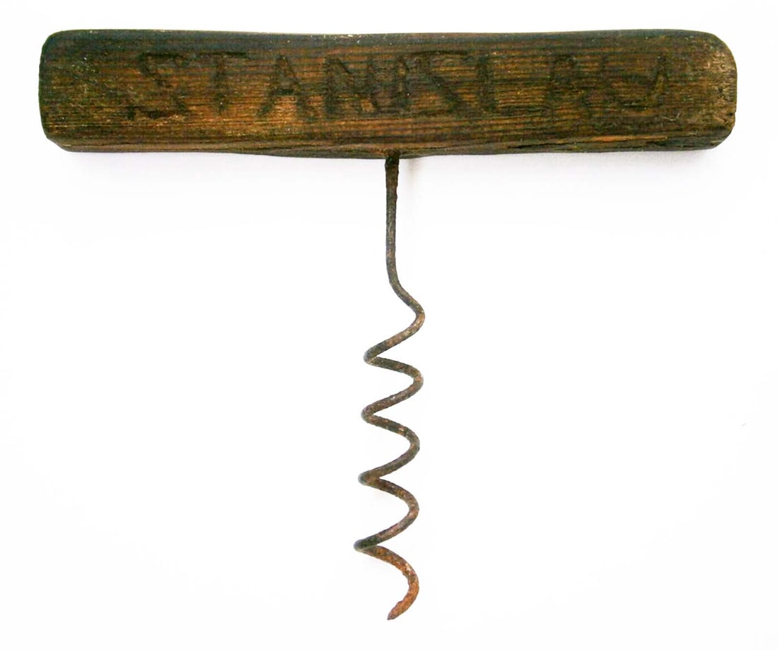 RARE UKRAINIAN GERMAN WWII WOODEN CORKSCREW FROM STANISLAU GHETTO: No Reserve! Limited-Time Price Reduction! RARE UKRAINIAN GERMAN WWII WOODEN CORKSCREW FROM STANISLAU GHETTO Presented is a rare WWII-era wooden corkscrew featuring the German inscription "STANISLAU," 