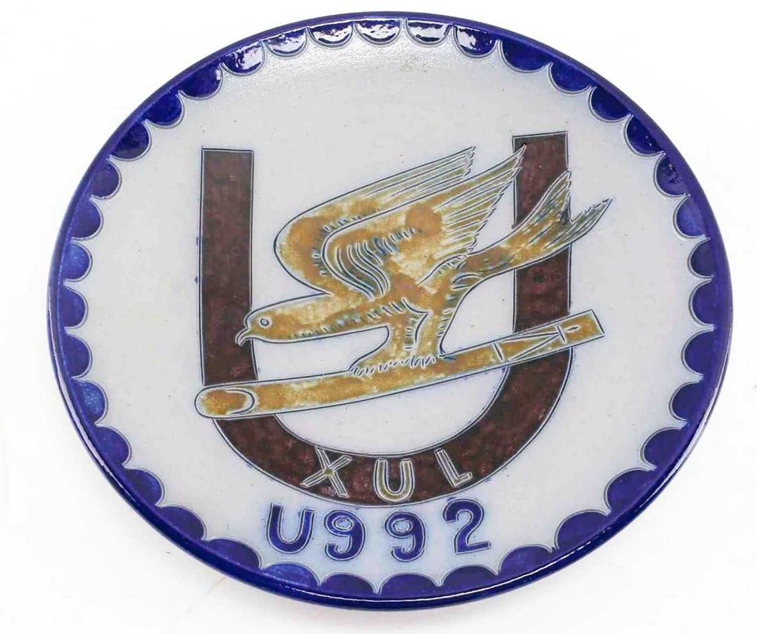 RARE GERMAN WWII U-BOAT U-992 PORCELAIN DISH HANDMADE NAVAL COLLECTIBLE: No Reserve! Limited-Time Price Reduction! RARE GERMAN WWII U-BOAT U-992 PORCELAIN DISH HANDMADE NAVAL COLLECTIBLE Presented is a rare German WWII U-Boat U-992 porcelain dish featuring the vessel's emb