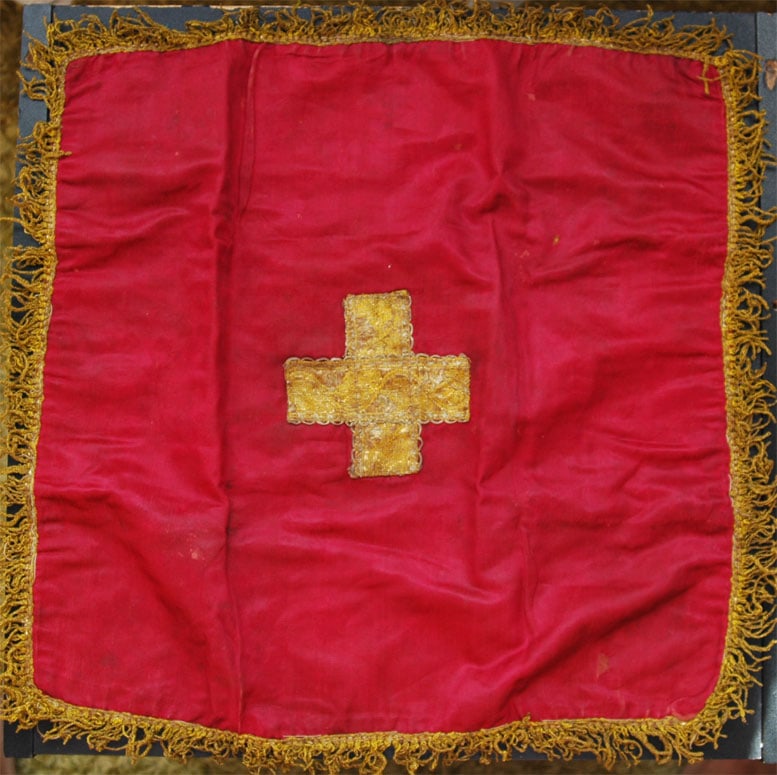 RUSSIAN IMPERIAL EMBROIDERED CHALICE COVER FROM MILITARY REGIMENT CHURCH, 1880-1895 (1 of 10)