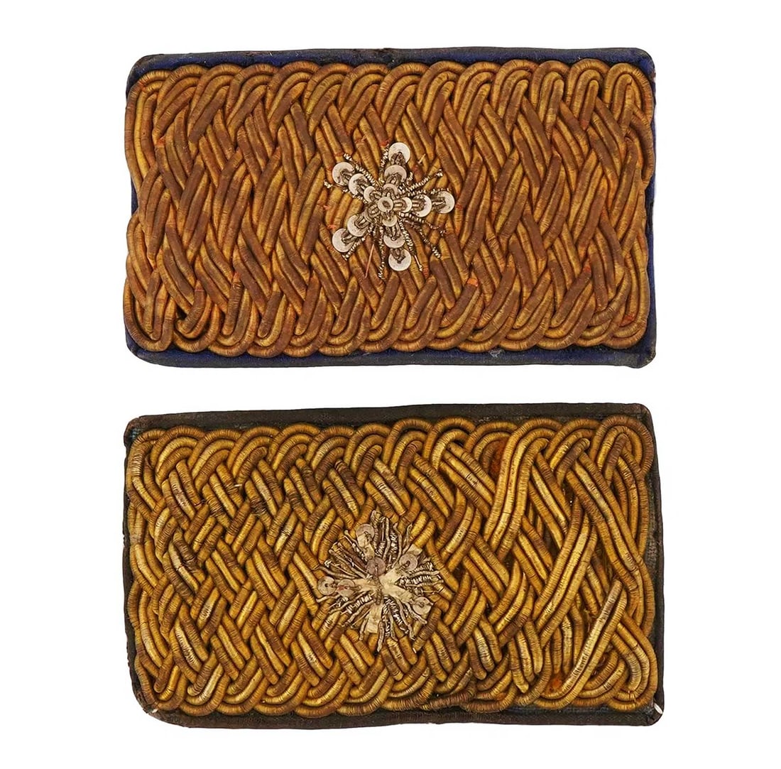 EXTREMELY RARE RUSSIAN IMPERIAL HIGH RANK OFFICER GOLD BULLION SHOULDER BOARDS WITH DEVICE (1 of 12)