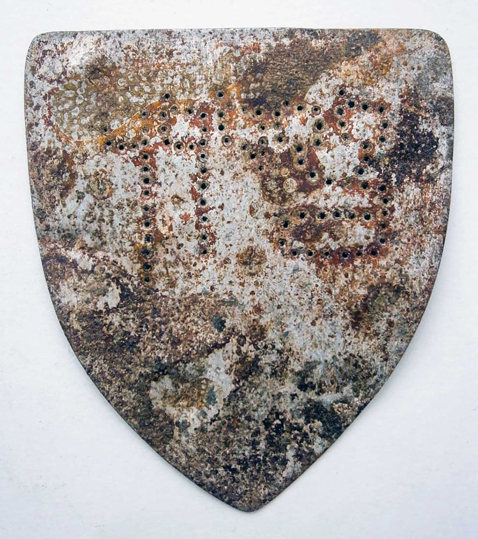 RARE JEWISH WWII JUDAICA ZION SHIELD FROM LITZMANNSTADT POLAND HISTORICAL ARTIFACT: No Reserve! Limited-Time Price Reduction! RARE JEWISH WWII JUDAICA ZION SHIELD FROM LITZMANNSTADT POLAND HISTORICAL ARTIFACT Presented is a rare Jewish WWII Judaica Zion Shield from Litzmannstadt (?ó