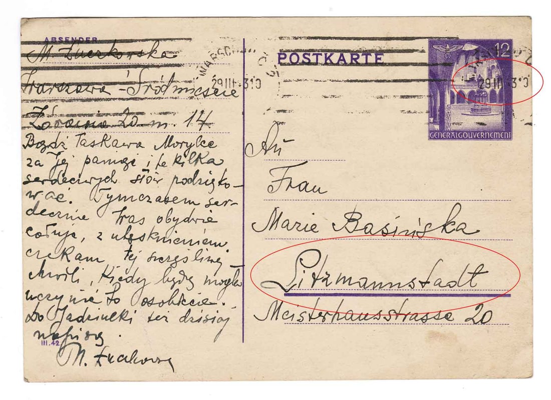 EXTREMELY RARE GERMAN WWII 1944 POSTCARD TO LITZMANNSTADT JEWISH GHETTO WARTIME MAIL HISTORY: No Reserve! Limited-Time Price Reduction! EXTREMELY RARE GERMAN WWII 1944 POSTCARD TO LITZMANNSTADT JEWISH GHETTO WARTIME MAIL HISTORY Presented is a rare German WWII postcard addressed to the Jewish 