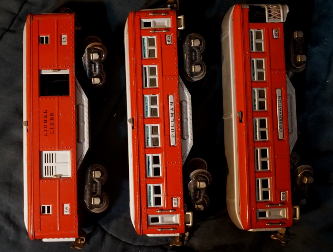 lionel rare 613 red silver passenger car set  ca 1934 (1 of 3)
