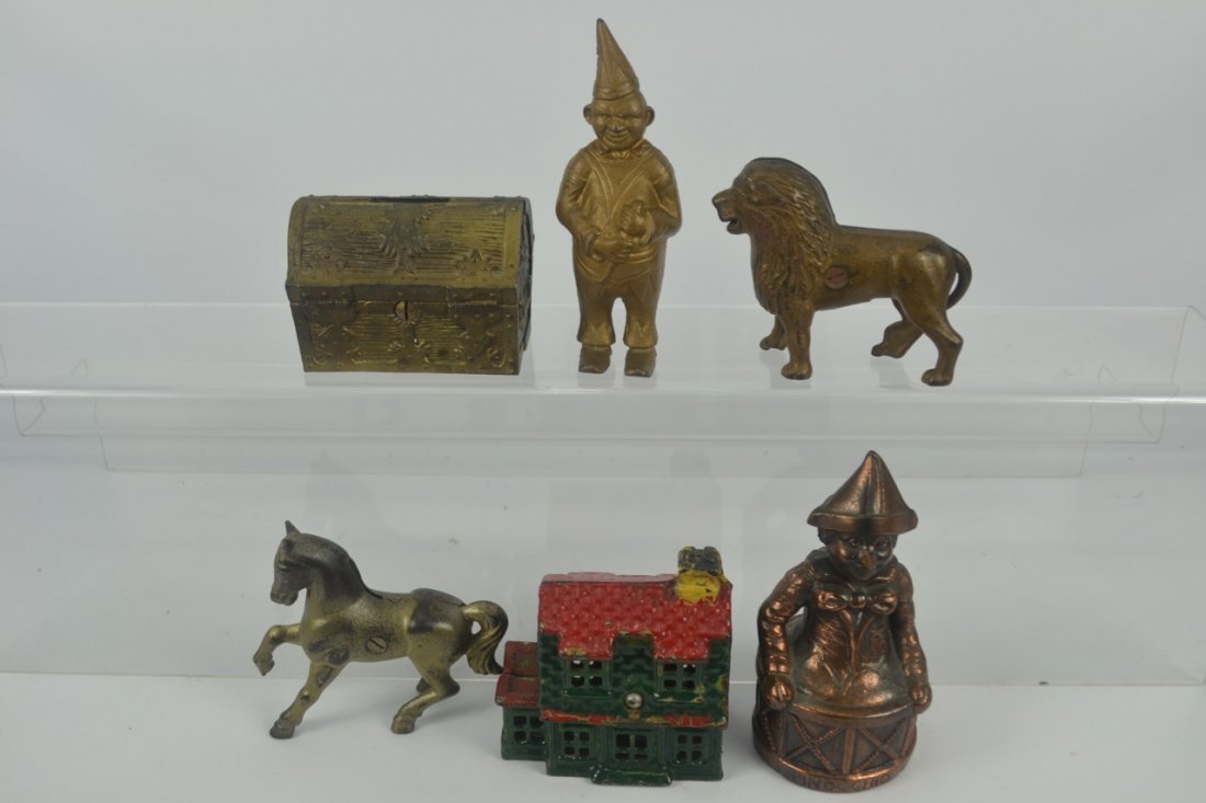 Lot of Six (6) Cast Iron Still Banks (1 of 7)