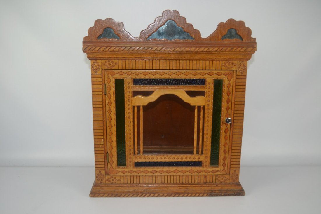 Antique Folk Art Wall Cabinet (1 of 5)