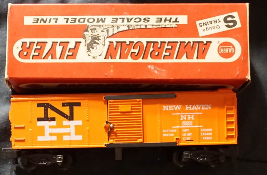 american flyer 25082 new haven boxcar boxed: Great looking late car in desirable late box!shows car shows no wear at all.SHIPPING IN LOWER 48 IS $ 15 We ship in house by professionals.