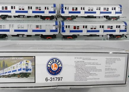 LIONEL 31797 NYC TRANSIT AUTHORITY R16 SUBWAY SET c10: et IncludesOne powered unitThree non-powered subway carsAll Cars FeatureLEGACY Control System equipped – able to run in LEGACY Control mode, in Command Control mode, or in Conventional mode with