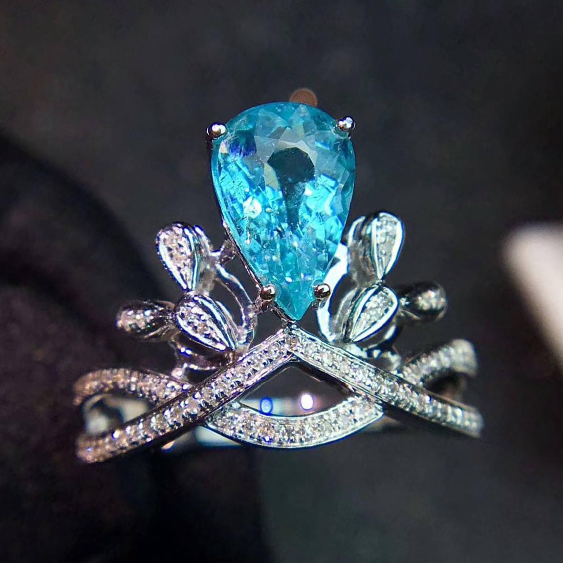 18k White Gold 1.53ct Tourmaline(Paraiba) Diamond Ring (1 of 5)