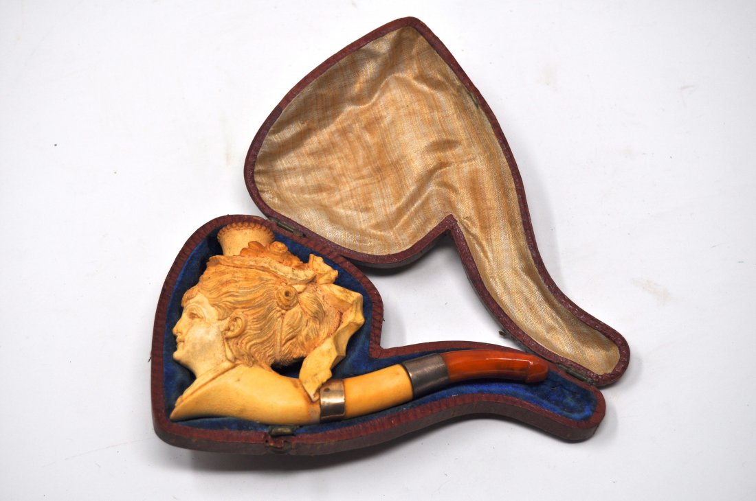 19th Century  Bust of a Woman w/ Roses Meerschaum Pipe (1 of 6)