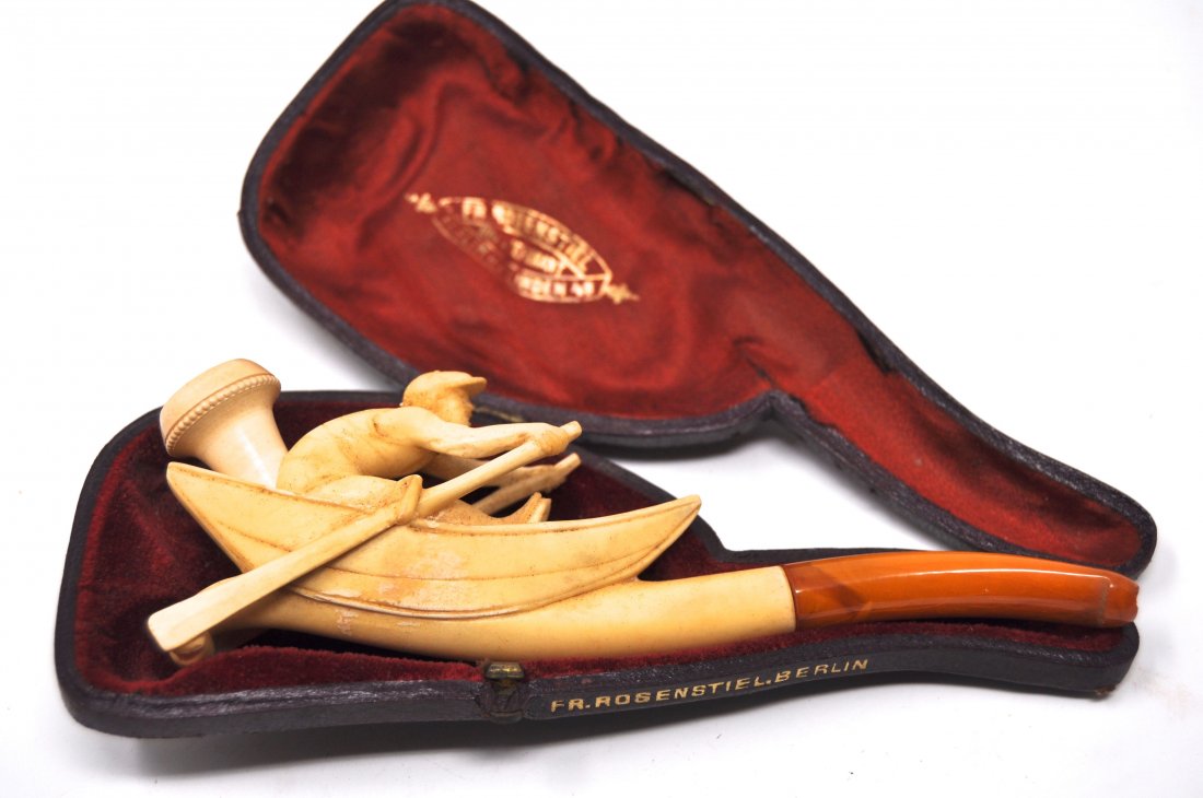 19th c. Man Rowing Boat Meerschaum Pipe (1 of 9)