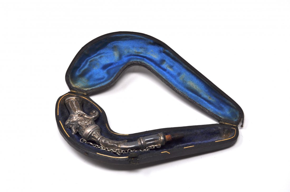 Antique Silver Goat Head Meerschaum Pipe (1 of 6)